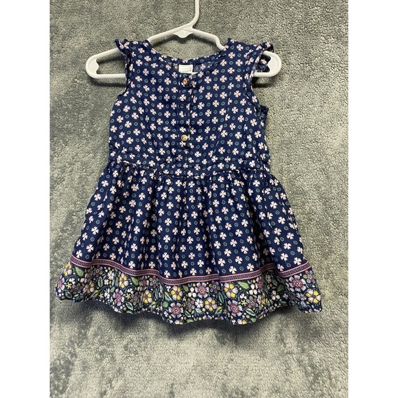 Carter's Other - Carter's Baby Girl's Navy Blue Pink Floral Cap Sleeve Casual Dress 12months